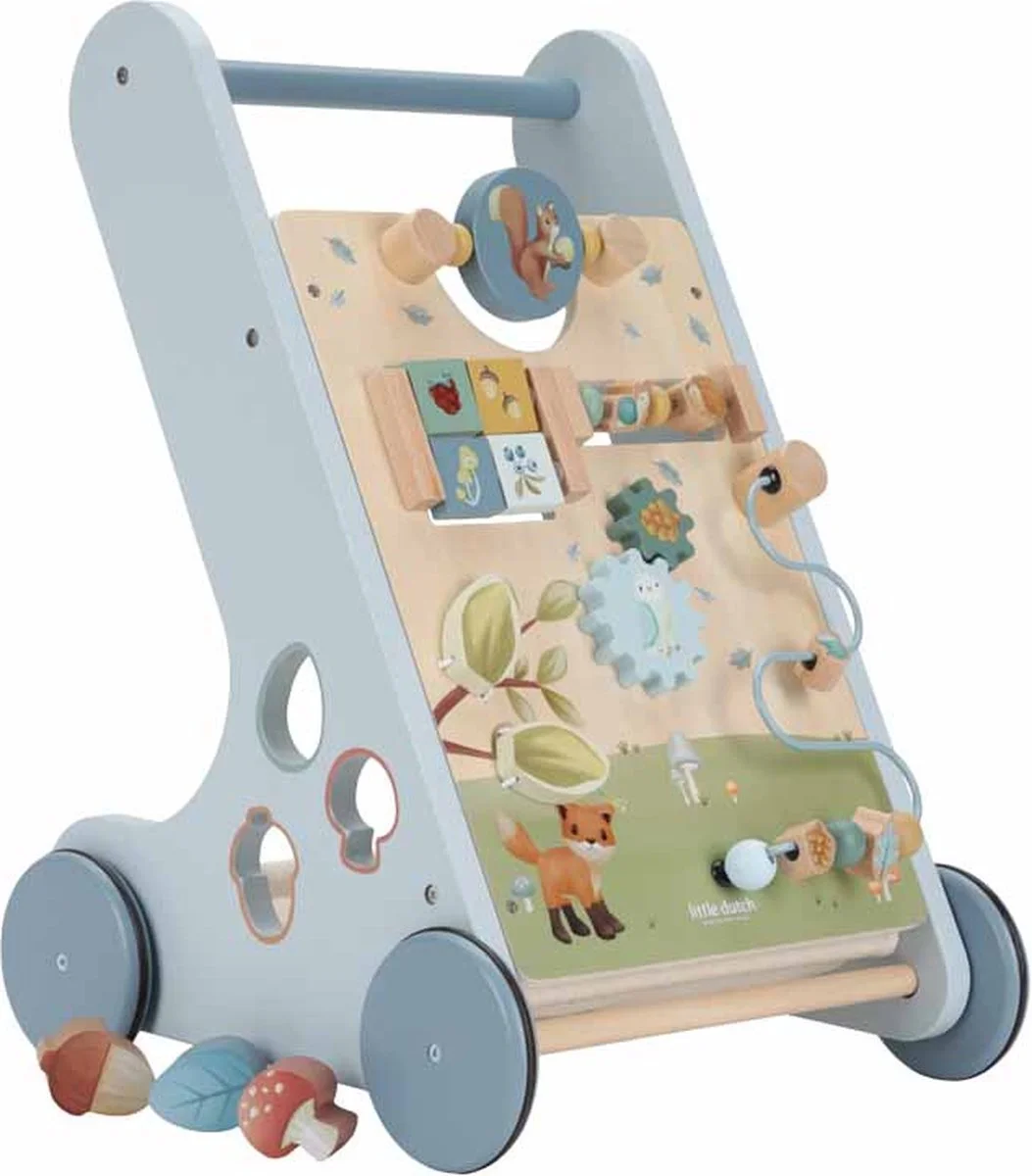 Houten loopkar met activiteiten van Little Dutch