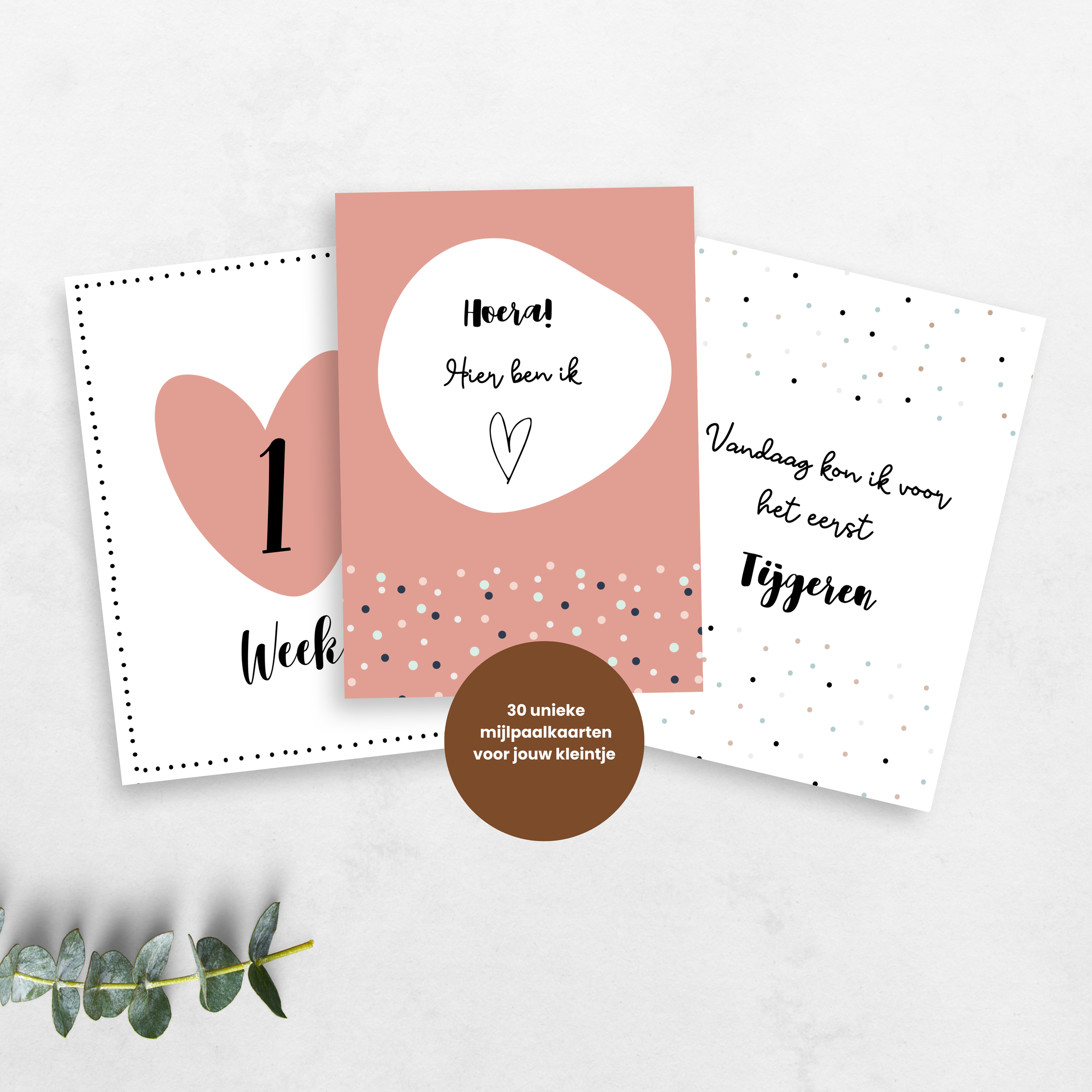 Mockup mijlpaalkaarten roze
