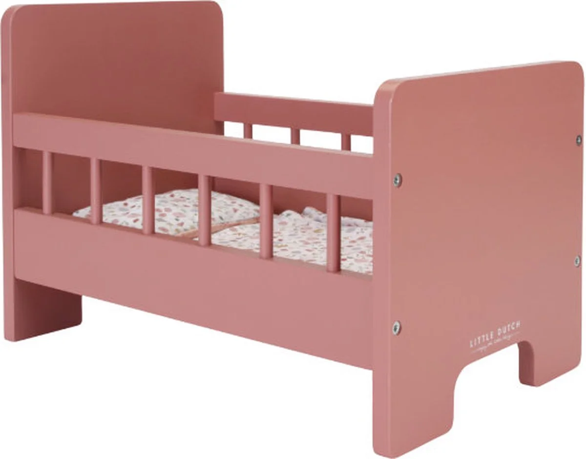Little Dutch poppenbedje - roze houten bedje inclusied matras, kussen en deken. Perfect voor alle poppenliefhebbers