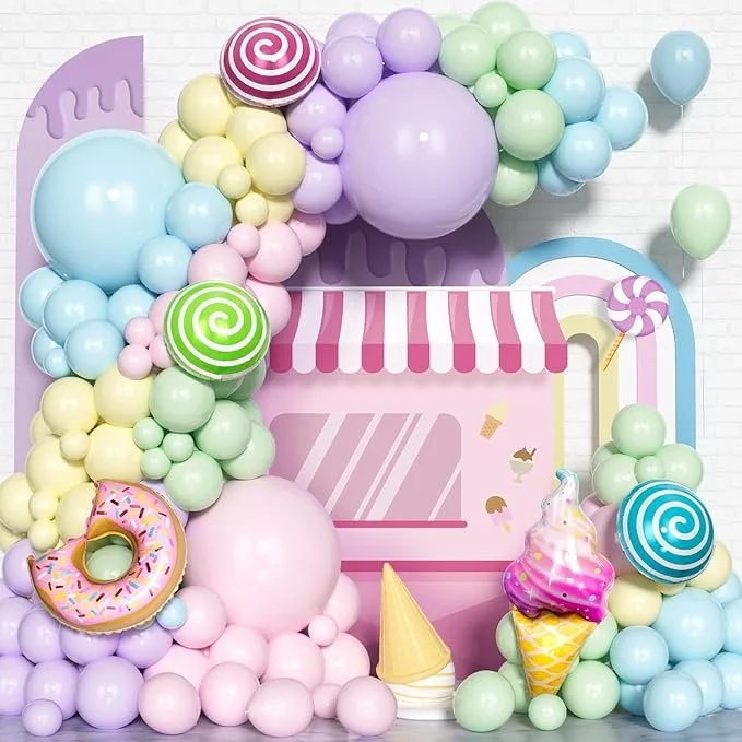 Pastel donut en ijsjes ballonnenboog - 151 stuks