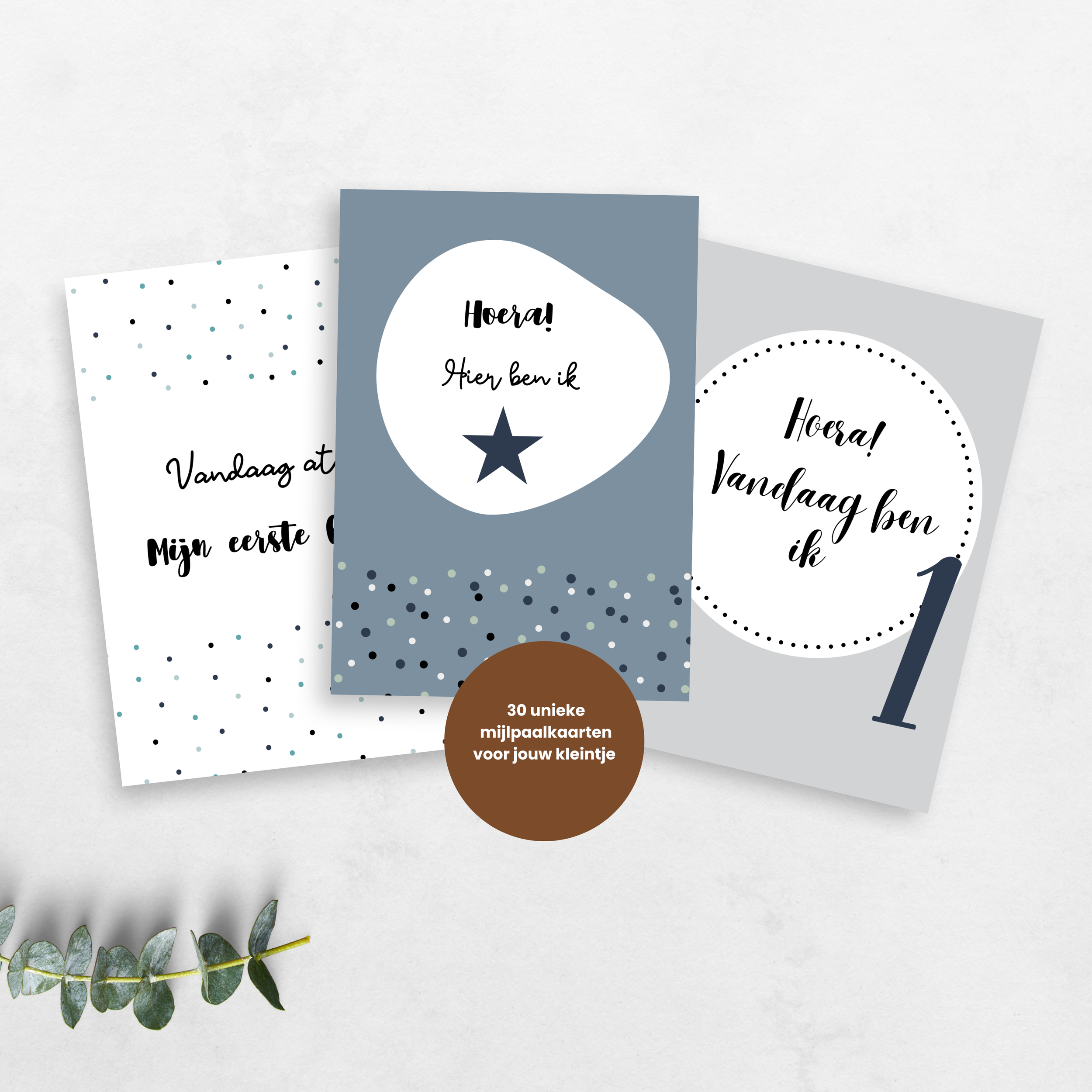Mockup mijlpaalkaarten blauwgrijs