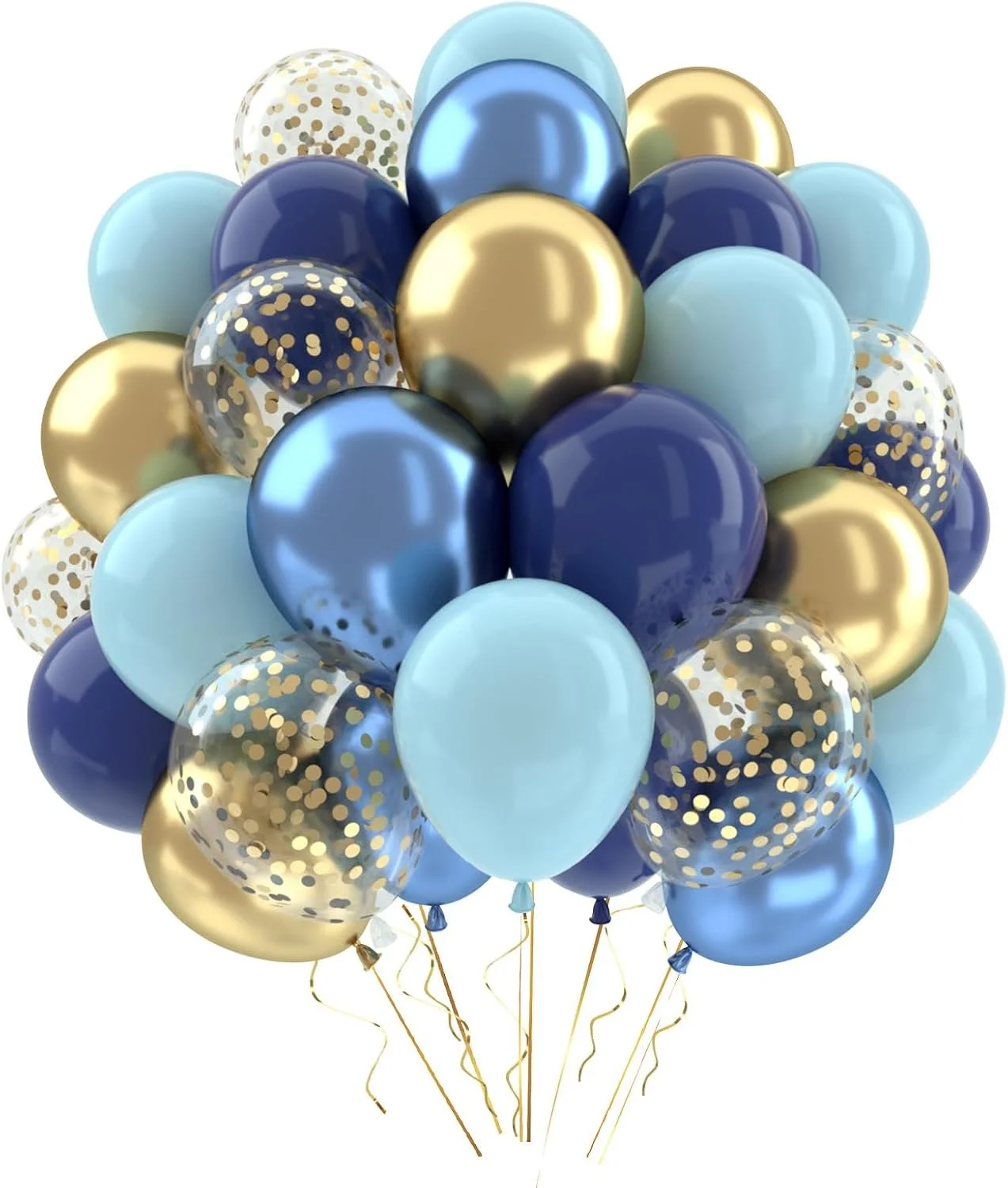 Blauwe en gouden ballonnen 62 stuks decoratie