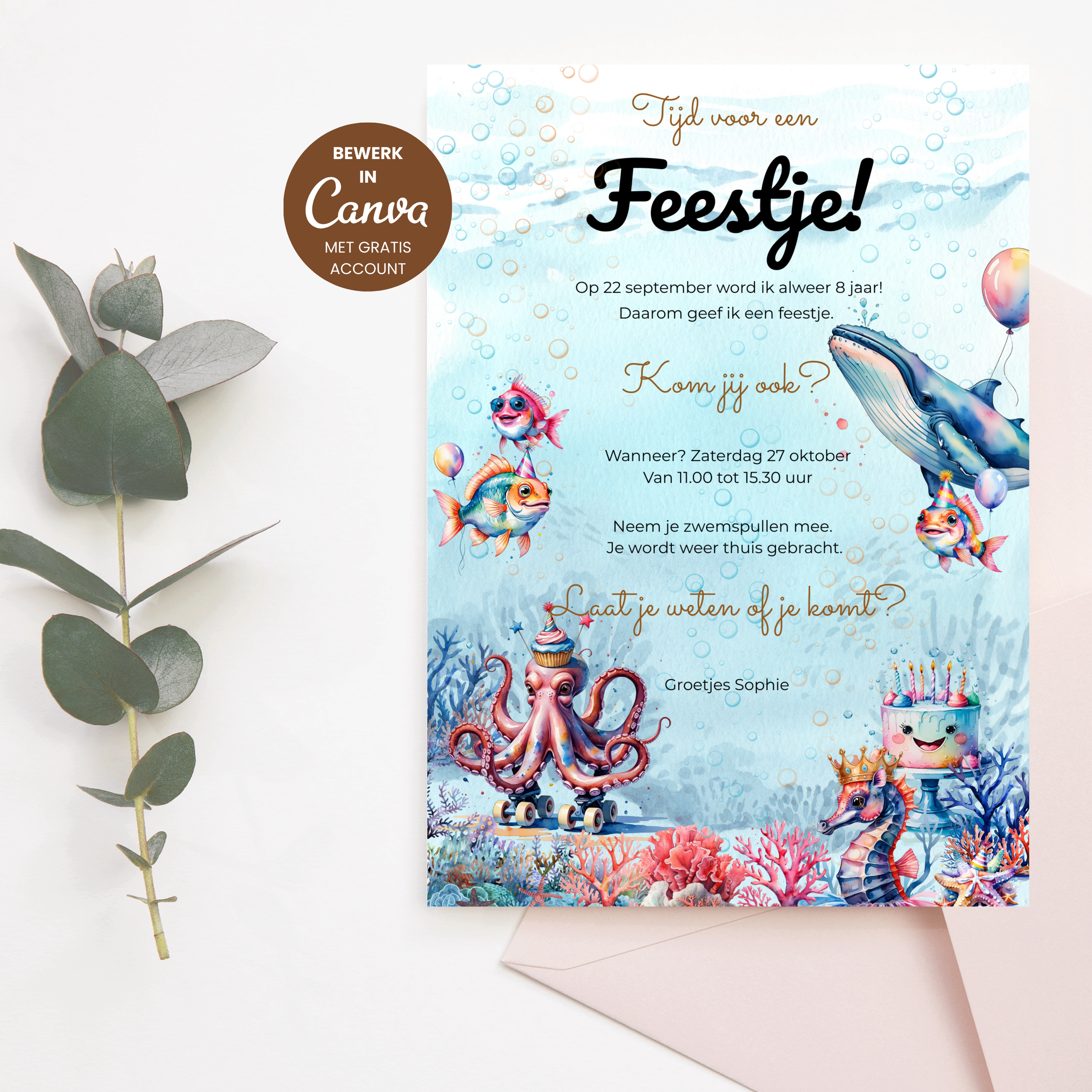 Mockup onderwater feestje uitnodiging