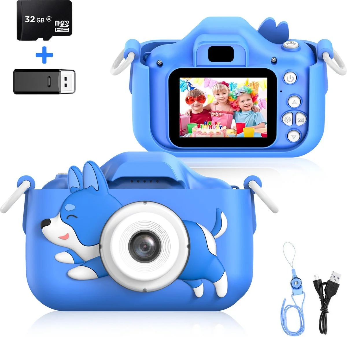 Blauwe digitale kindercamera