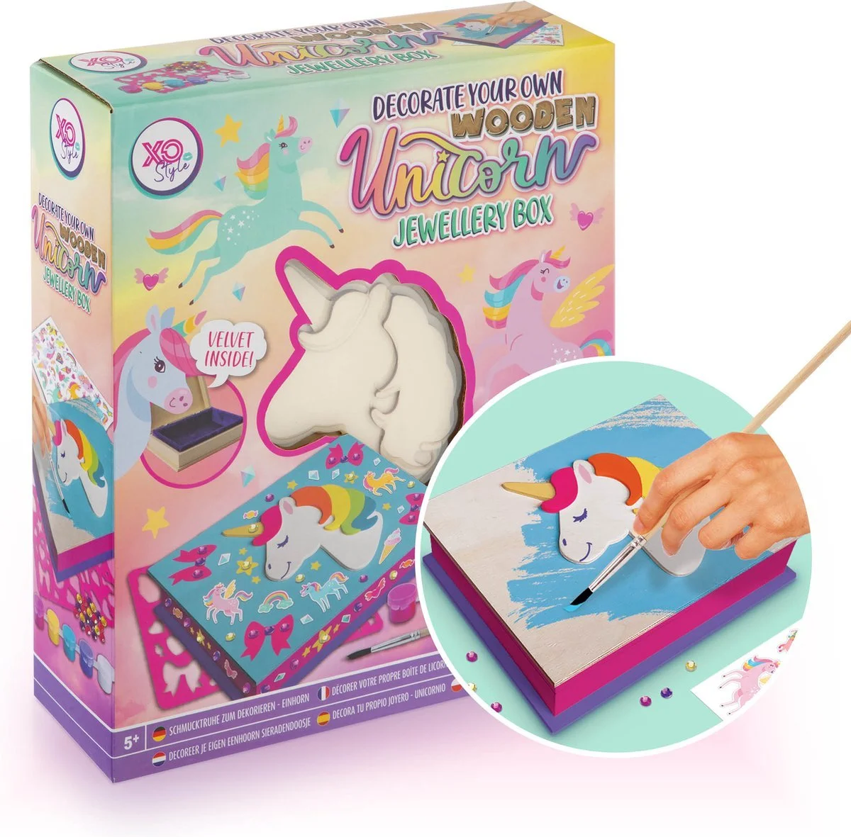 Unicorn knutselset -Versier je eigen sieradendoosje met deze vrolijke unicorn knutselset.