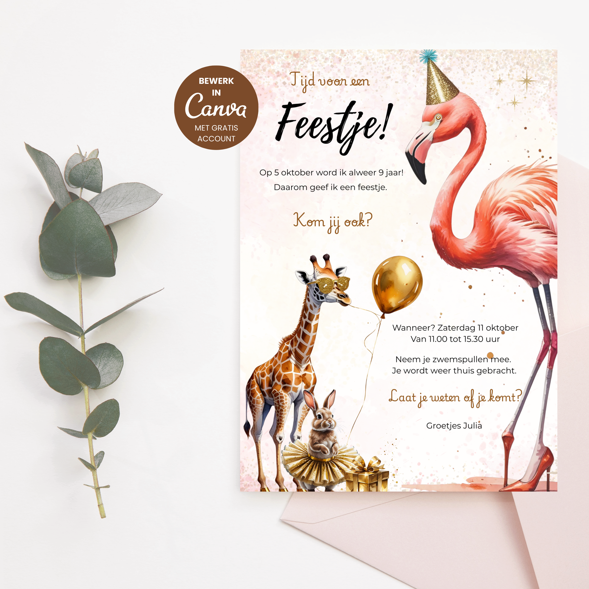 Mockup kinderfeestje Glitter & Glam