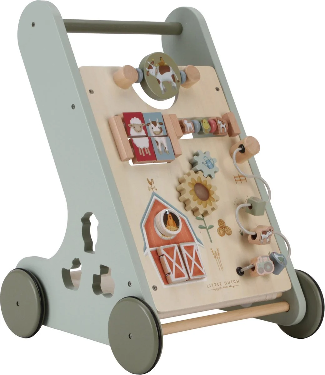 Little Dutch loopwagen groen en hout kleur met speelelementen