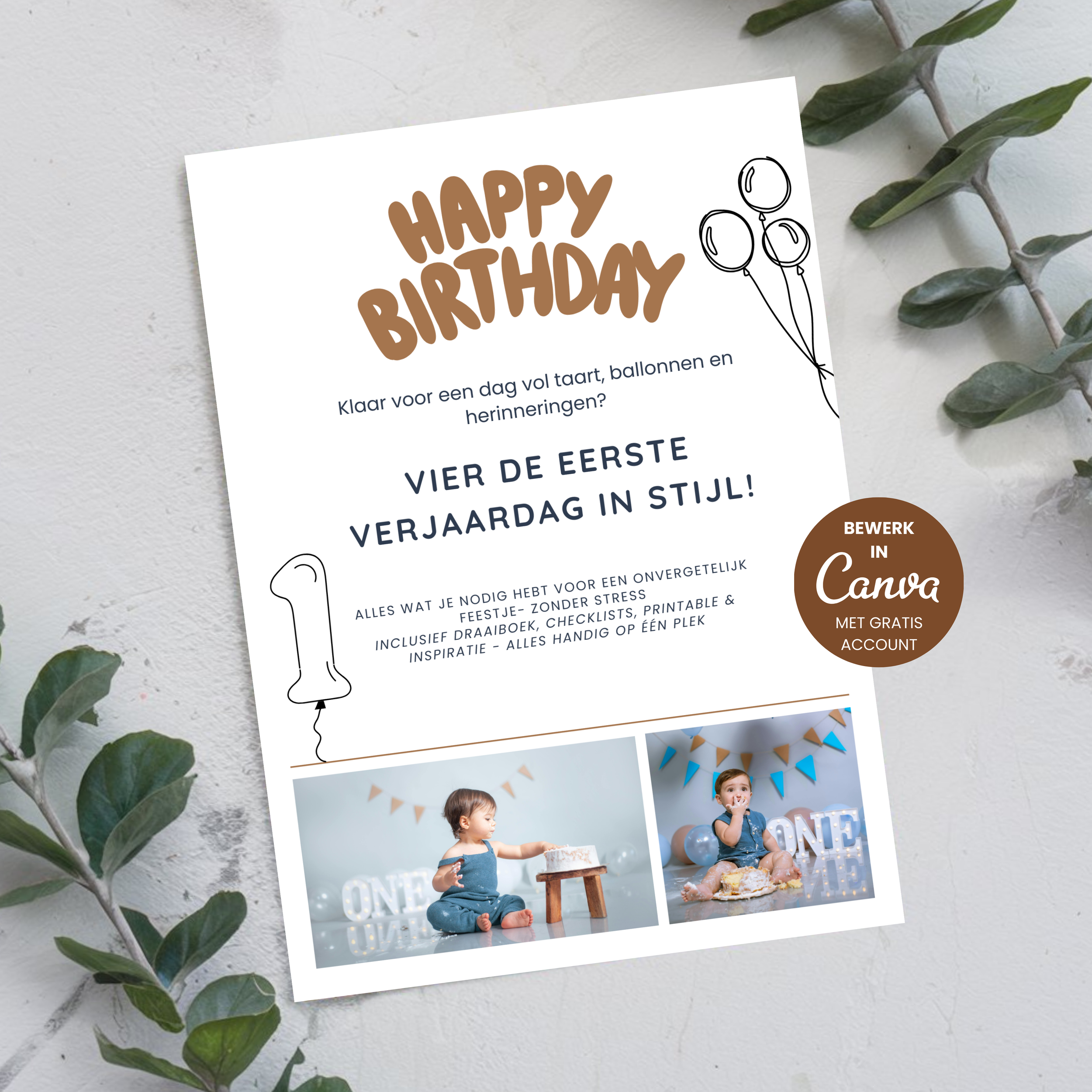 Mockup eerste verjaardag feestpakket