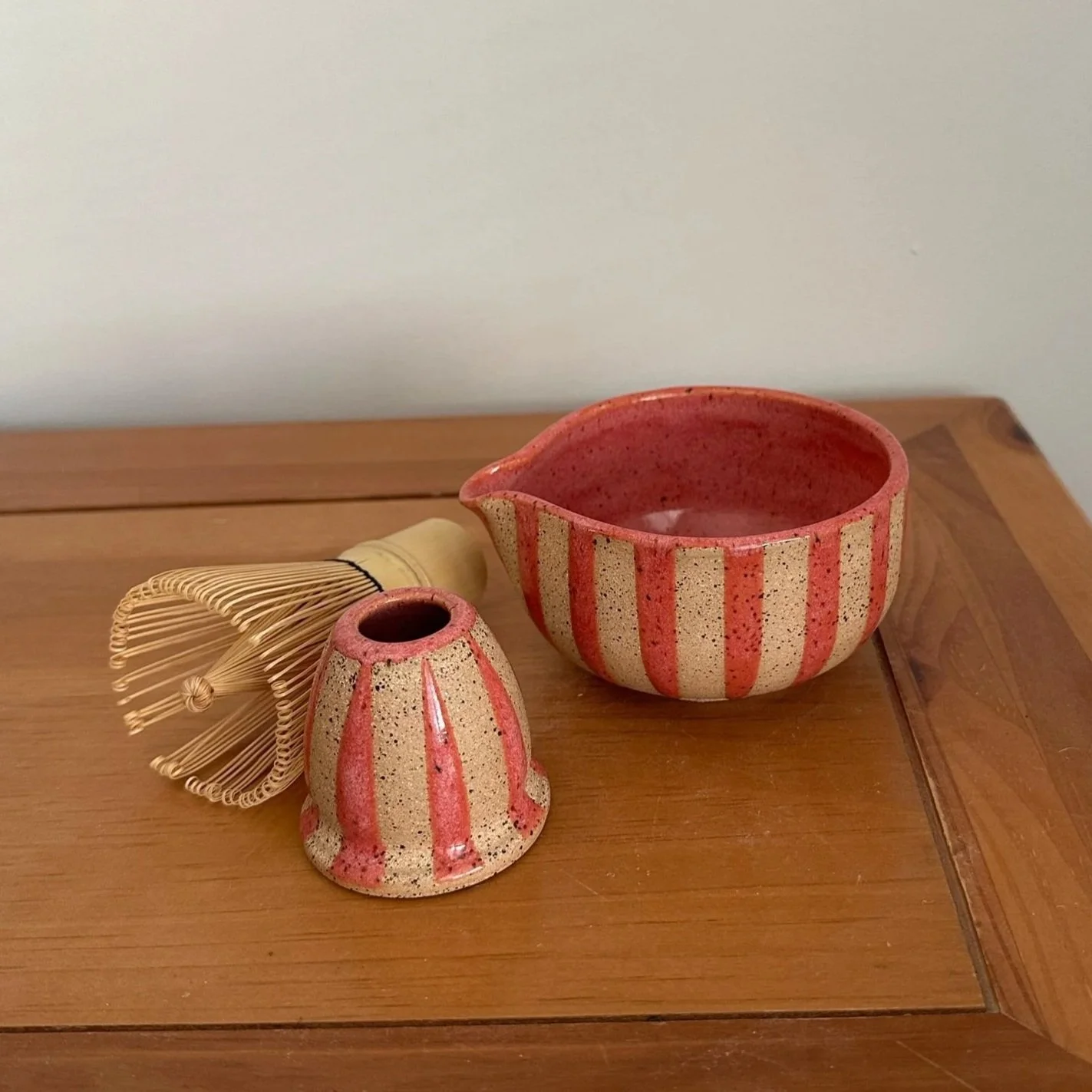 Pink Striped Matcha Set