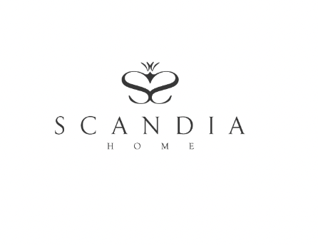 Scandia Home logo with stylized heart and crown design above the word 'SCANDIA' and the words 'HOME' below it.
