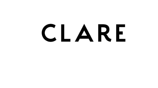 The word 'CLARE' written in bold black letters on a white background.