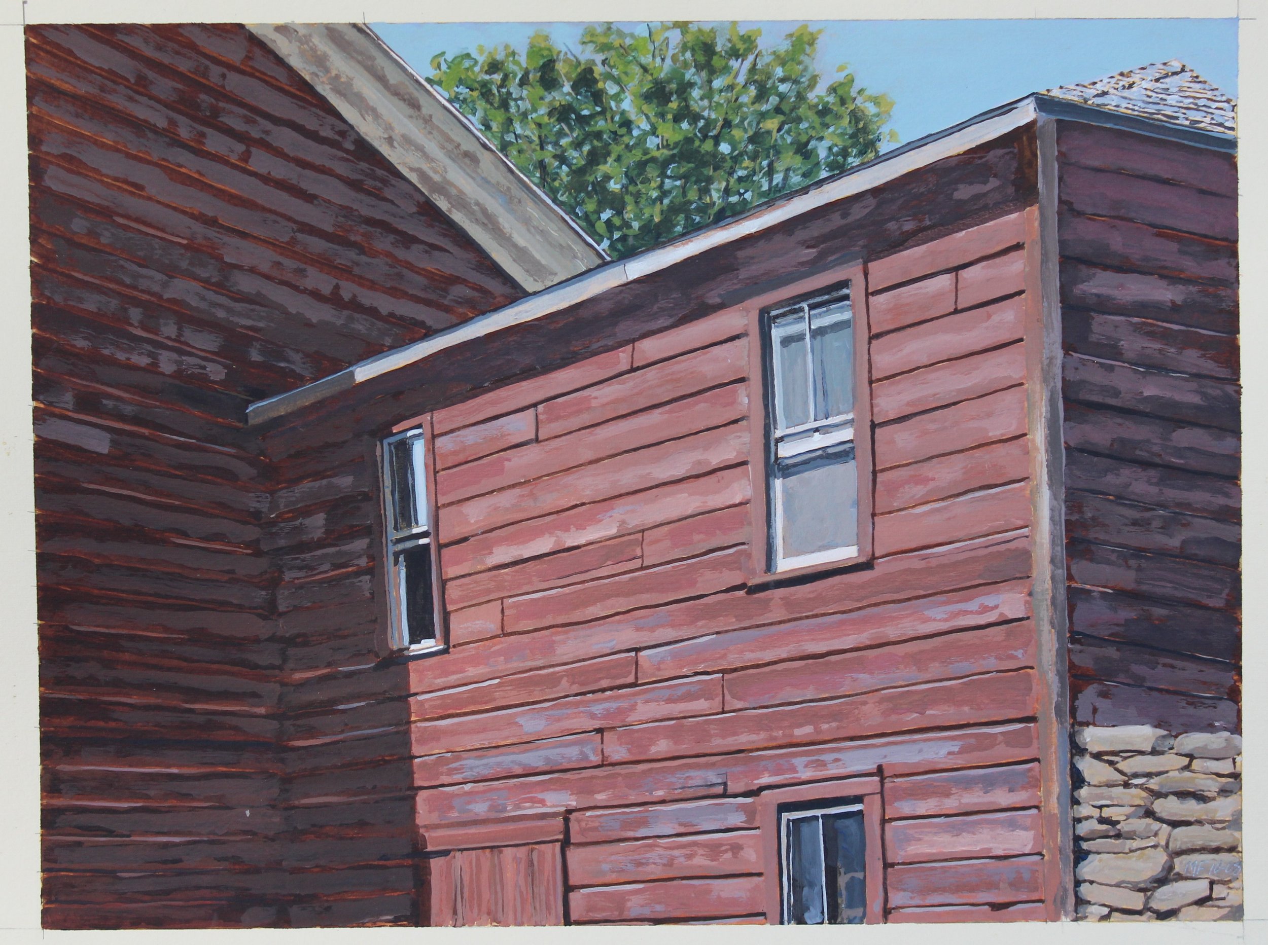 Vibrant Red Barn with Stone Wall | 10/2008