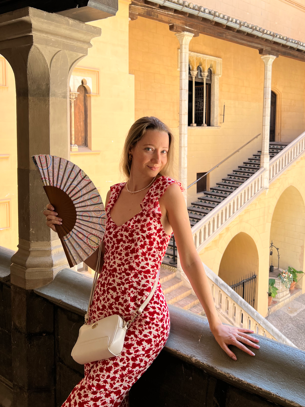 Mari Schultz, co-founder of Move to Europe, in a courtyard in Spain