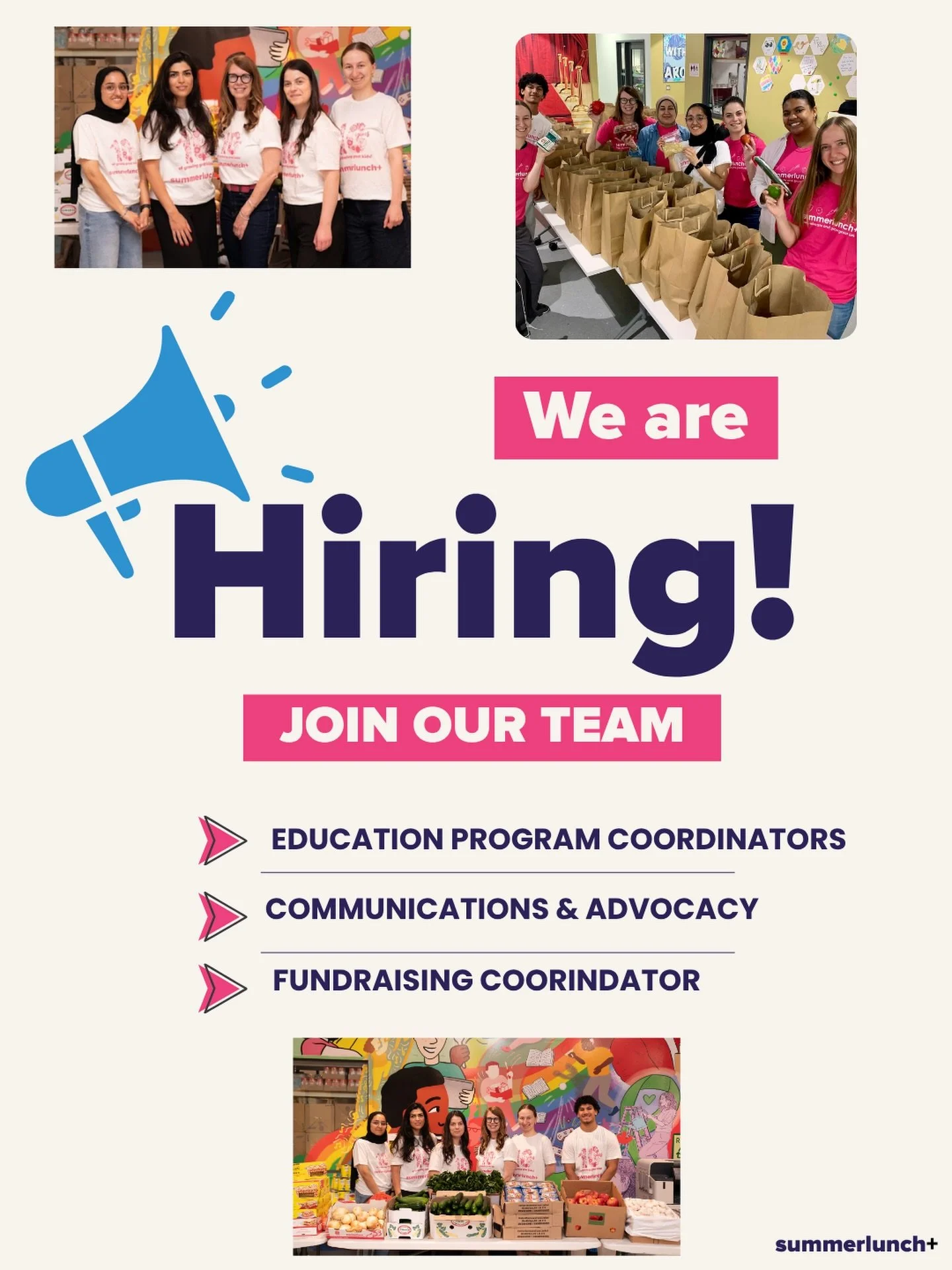 summerlunch+ is hiring for our summer team! 🩷

With the support of Canada Summer Jobs, we&rsquo;re excited to hire for our 2026 summer programming. 

Please note that we are hiring only in specific ridings across Canada, and applicants must live in 