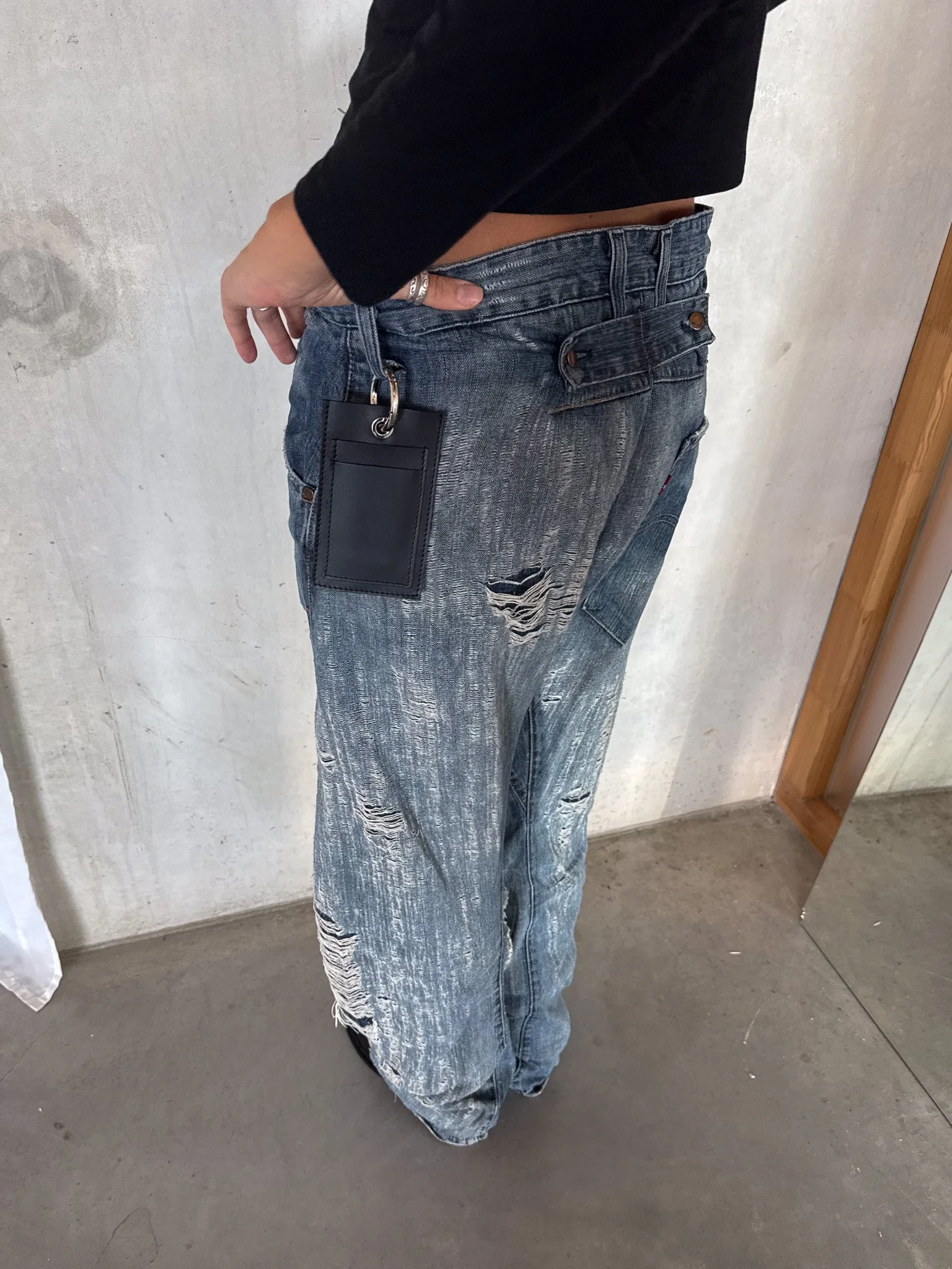 black leather cardholder