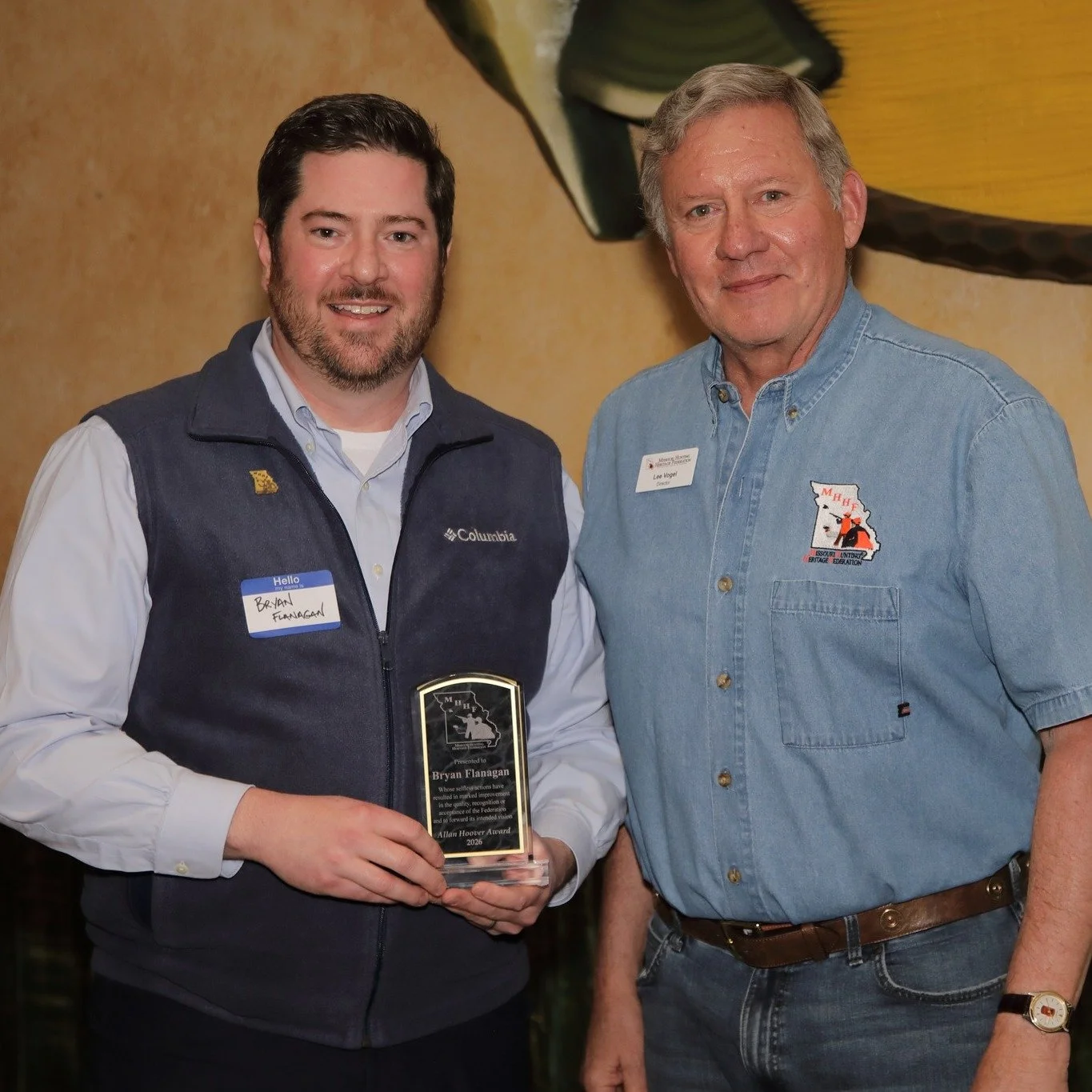 Bryan Flanagan received the Allan Hoover Award at the MHHF Annual Membership Meeting. This award is given to an individual whose selfless actions have resulted in marked improvement in the quality, recognition, or acceptance of the Federation and to 