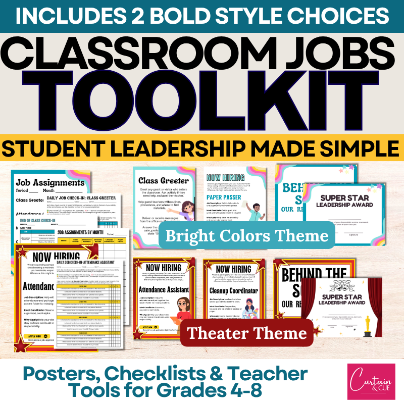 Classroom Jobs Toolkit – Posters, Application, Charts & Bulletin Board Decor - Grades 4-8
