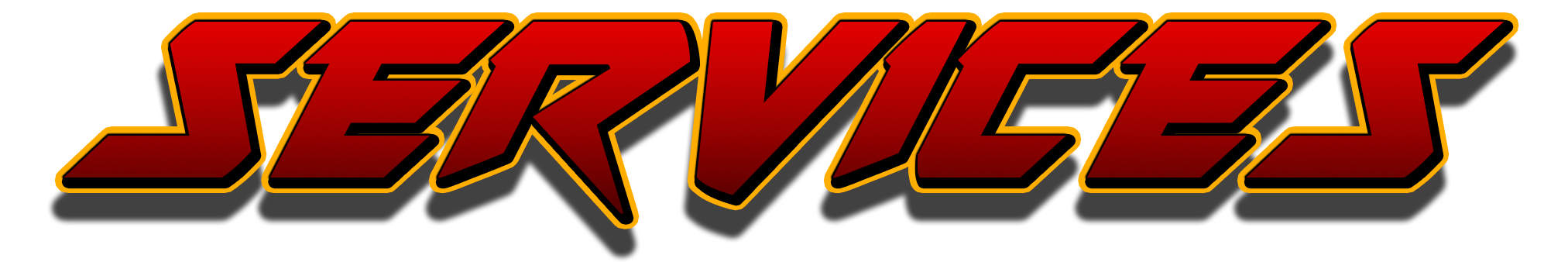 Bold red and black text spelling 'SERVICE' with yellow outline and stylized font.
