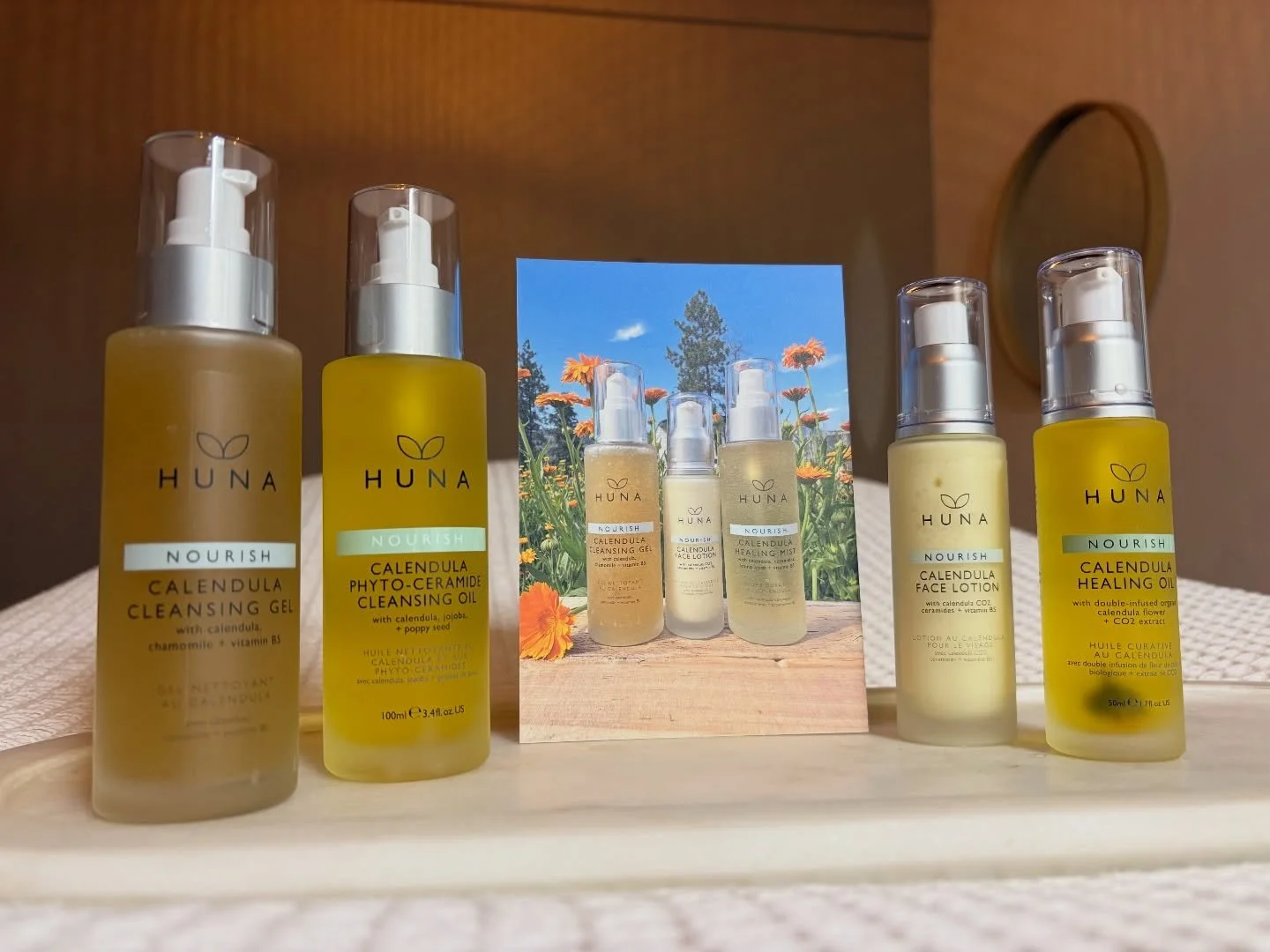 Huna&rsquo;s Nourishing Calendula line is the perfect choice to protect and hydrate your winter skin.

Calendula is well known to speed healing, it&rsquo;s calming for sensitive skin and wonderful at soothing inflammation. It&rsquo;s also very hydrat