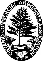 Seal of the Illinois Commercial Arborists Association featuring a pine tree and two birds