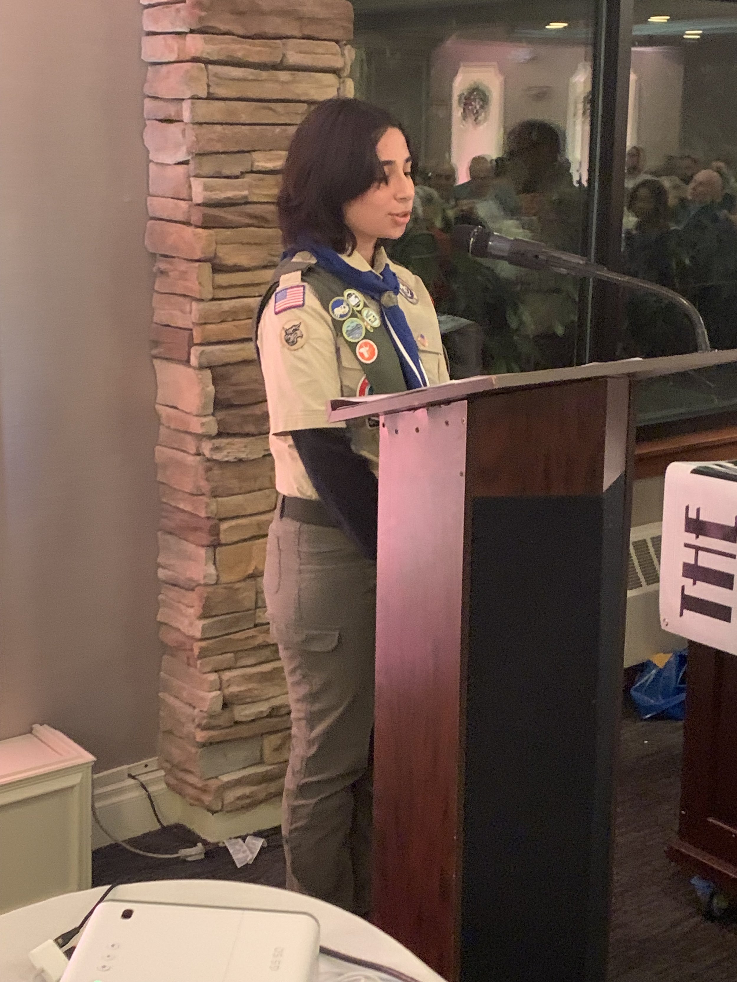 The Senior Patrol Leader of Troop 38, Bridgeport shares with the audience her experiences in Scouting.