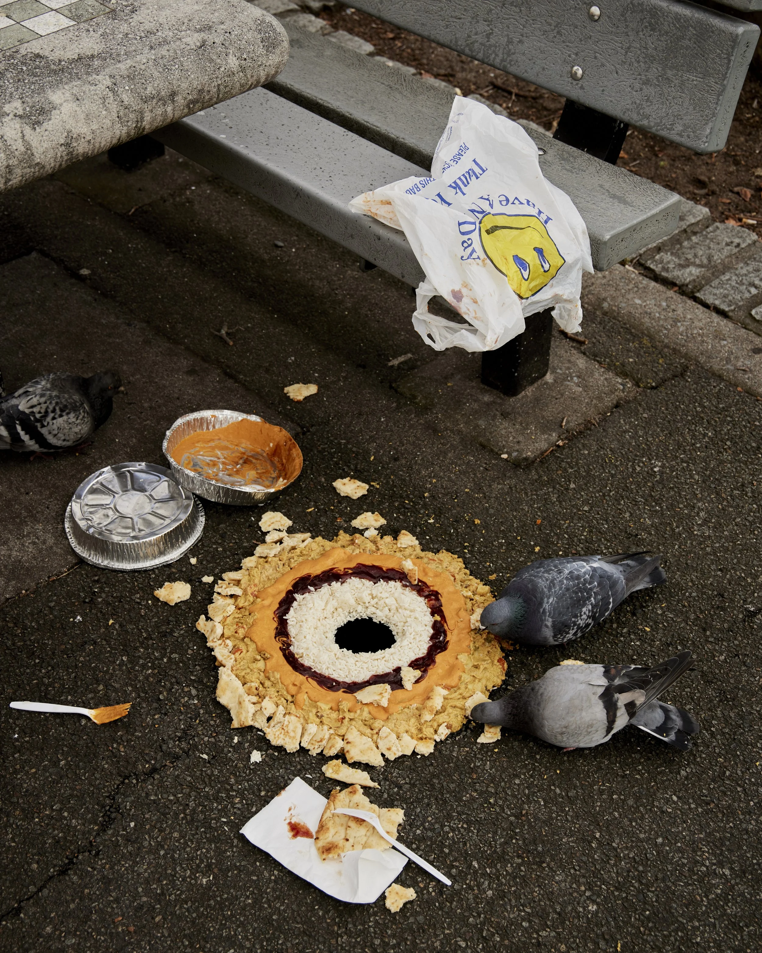 Candy Goldsworthy by Henry Hargreaves & Charlotte Omnès is a series that merges environmental art with urban life, using discarded to-go food items as its medium. Inspired by Andy Goldsworthy.