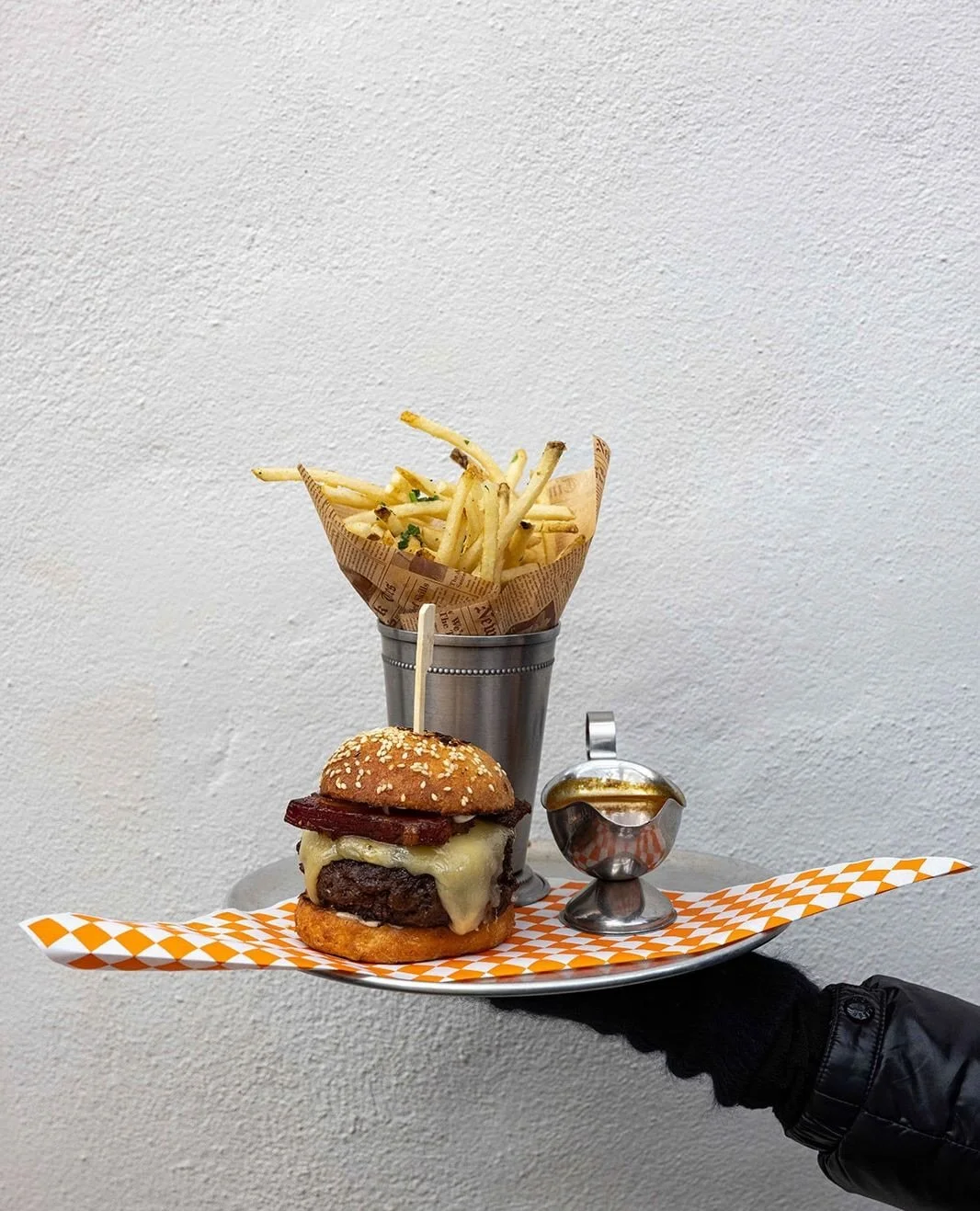 meet the blue label burger🏔️⁠
⁠
raclette cheese, candied bacon, onion jam, sesame potato bun⁠
⁠
reservations can be made on opentable⁠
see you in two days