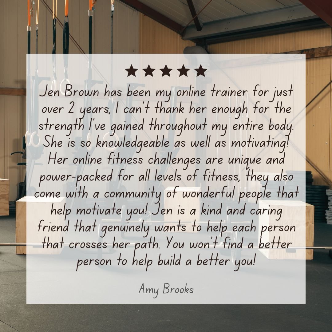 Your journey will unfold-one rep, one challenge, one breakthrough at a time. Whether you are in the gym, your garage, or backyard, you will finish stronger than you started, just like Amy!

Start where you are. Move boldly and keep rising up, one ste