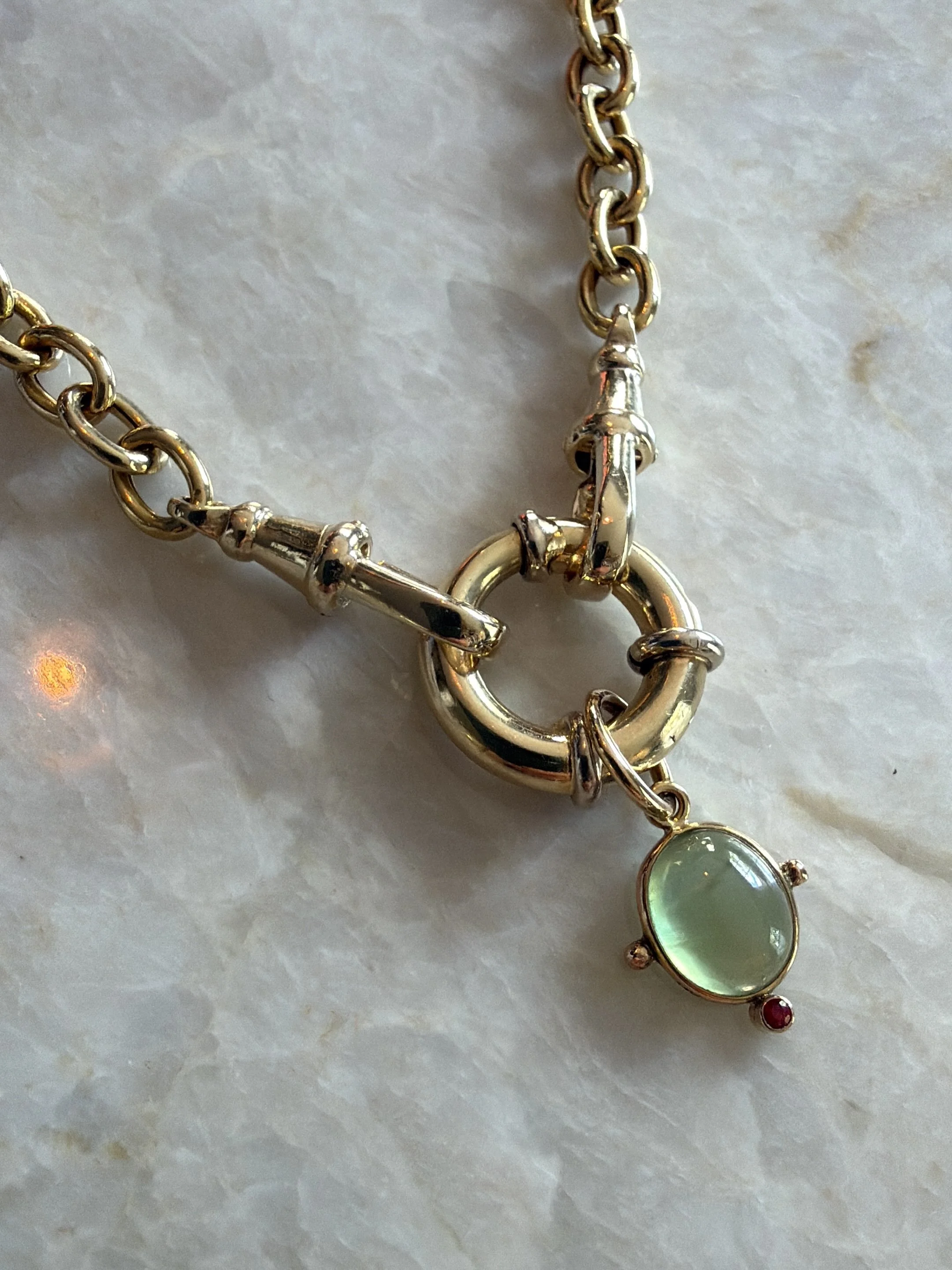 Custom made chunky 18ct yellow gold trace chain necklace with interchangeable pendants. 💚 DM for enquiries 💚