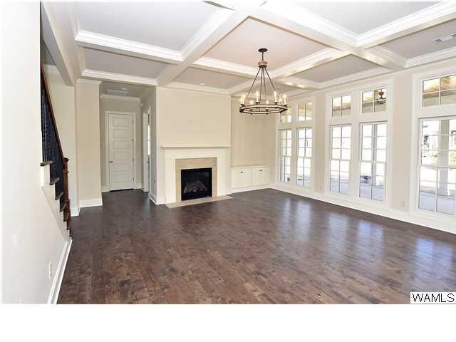 Living room with coffered ceiling