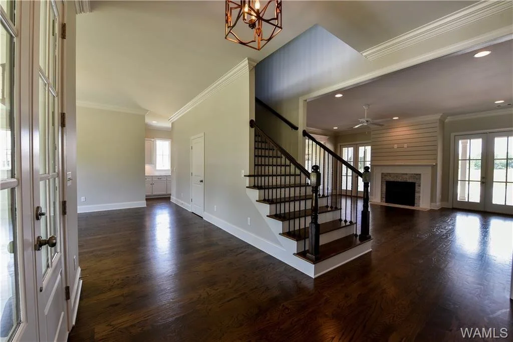 Staircase and living room