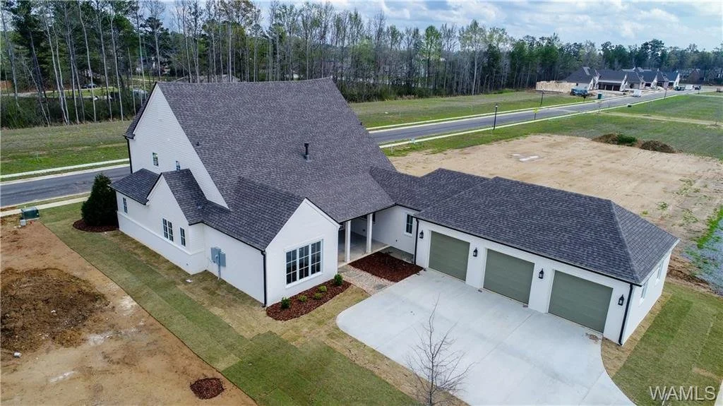 Aerial rear and 3-car garage