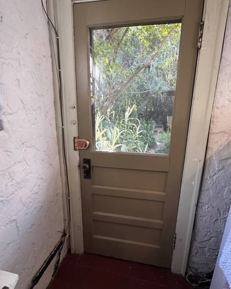 For the thirty-two years I&rsquo;ve known my parents&rsquo; house, the back door was thick and heavy, solid, with vertical wood panels.  It always reminded me of a door to a dungeon.  It seemed medieval to me.  This door was the door.  It&rsquo;s alw