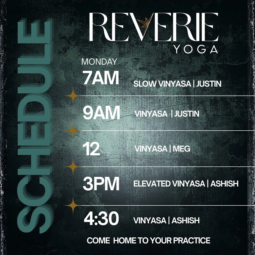 Check out the NEW YOGA SCHEDULE that will start after the Grand Opening of @reverie_ballroom (Oct 3-5th) 

⭐️Teachers shifting around 
⭐️A new Tuesday evening class 
⭐️A new Sunday morning Ext Vinyasa

We are absolutely thrilled to welcome you to the