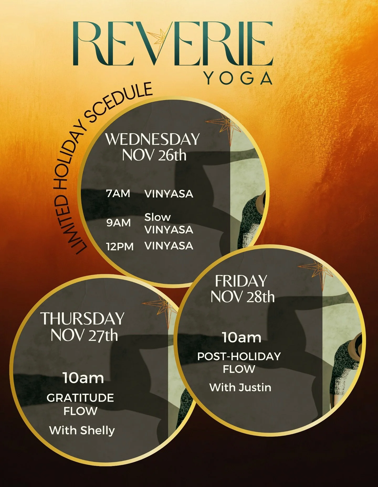 Helping you plan yoga into your HOLIDAY🍁

#yogafortheholidays #yoga #gratitudeyoga #thankful @reverie_ballroom