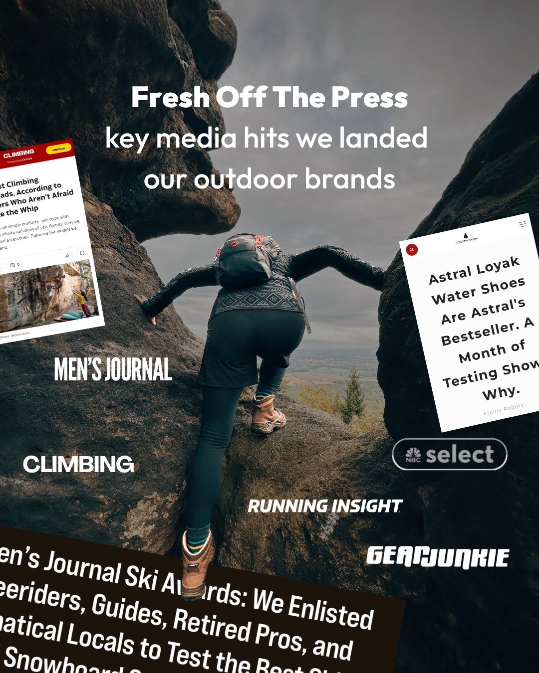 Recent wins for our clients! From gear reviews, to podcasts, to brand stories. 

✉️ If you want to see your outdoor product show up where it matters most, send us a message!

#publicrelations #outdoorindustry #mediarelations
