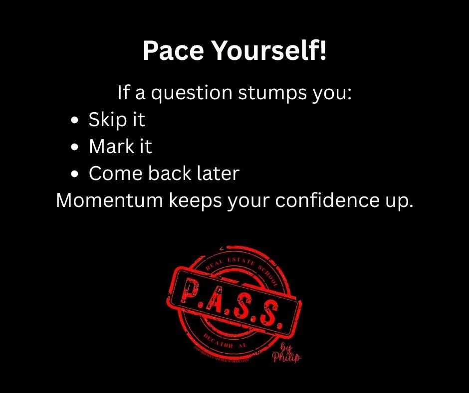 Keep your momentum strong&mdash;skip it, mark it, and come back with confidence.
#RealEstateExamPrep #TestTakingTips #ReadTheQuestion #FutureRealtors
#RealEstateSchool #PassTheExam
#StudySmart #ExamSuccess
#RealEstateLicenseJourney #PreLicenseClass
#
