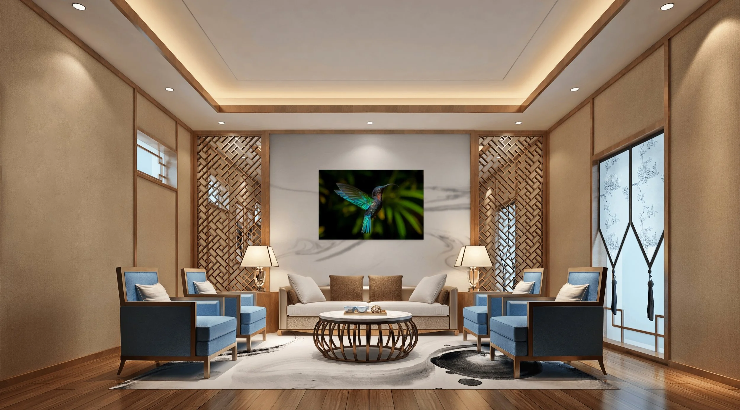 Photographie animalière – Colibri en vol – Décoration murale contemporaine