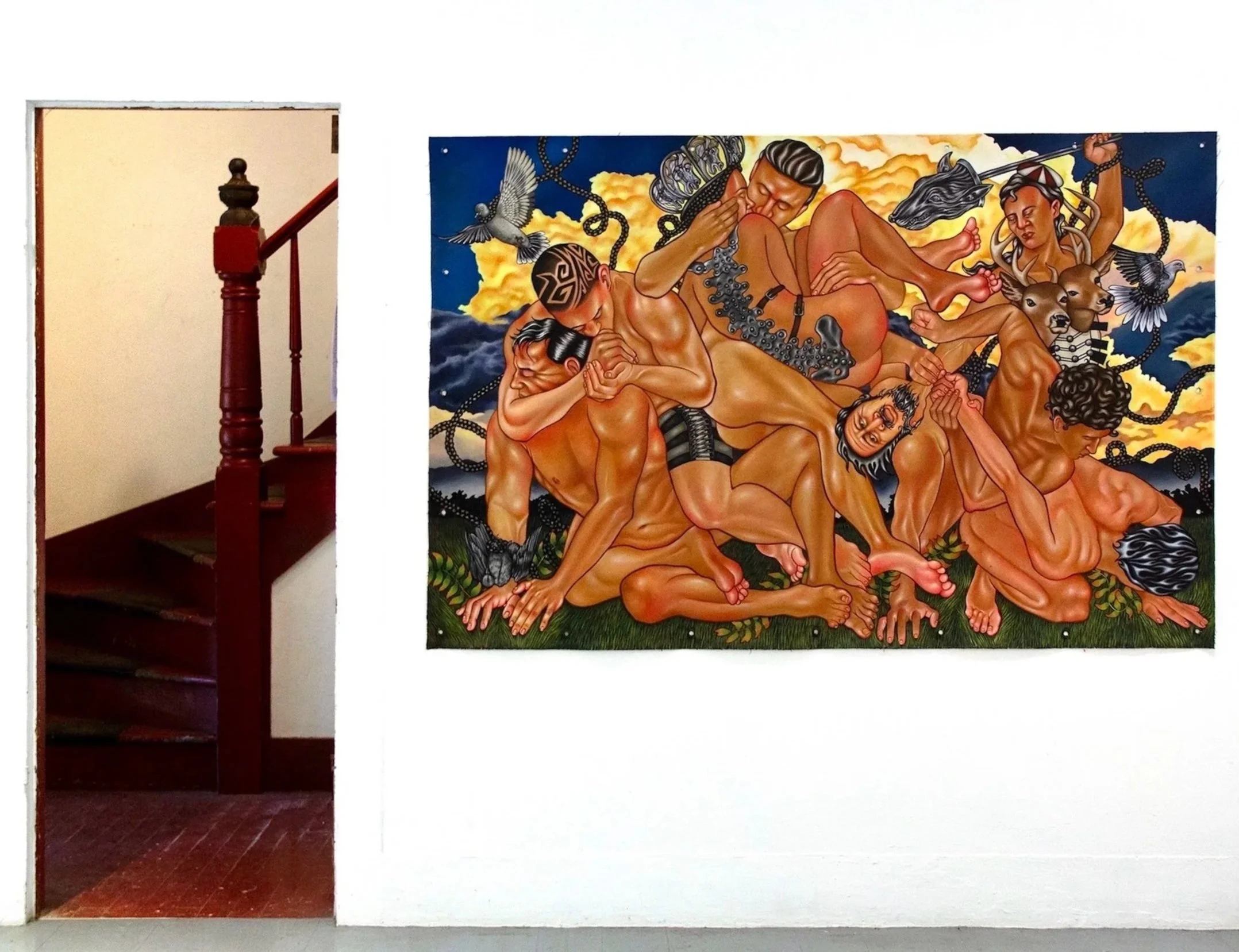 a coat of skin for armor, acrylic on canvas, 54" x 84", 2026