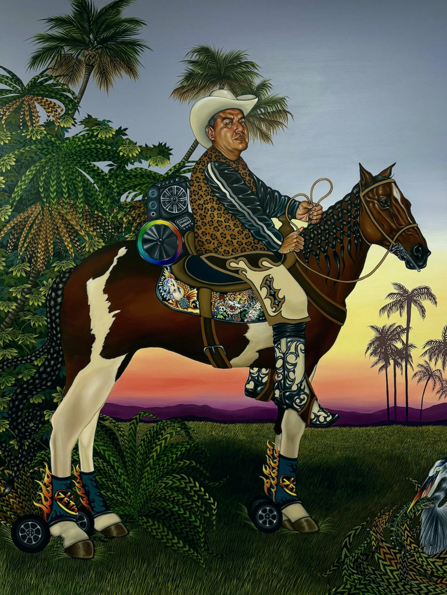 Florida Cowboy, acrylic on canvas, 8 ft x 6 ft, 2025