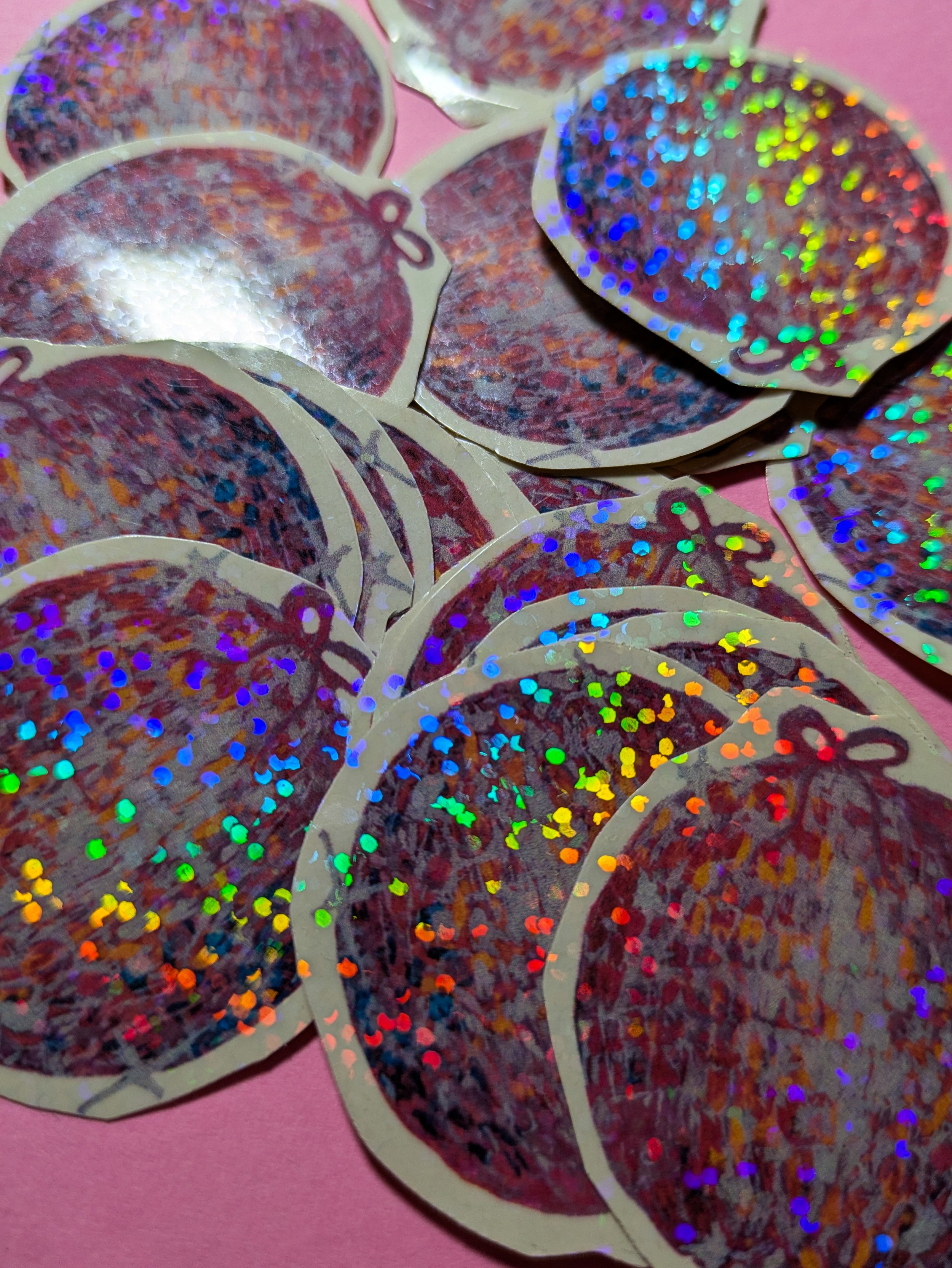 Holographic Pink Disco Ball Sticker