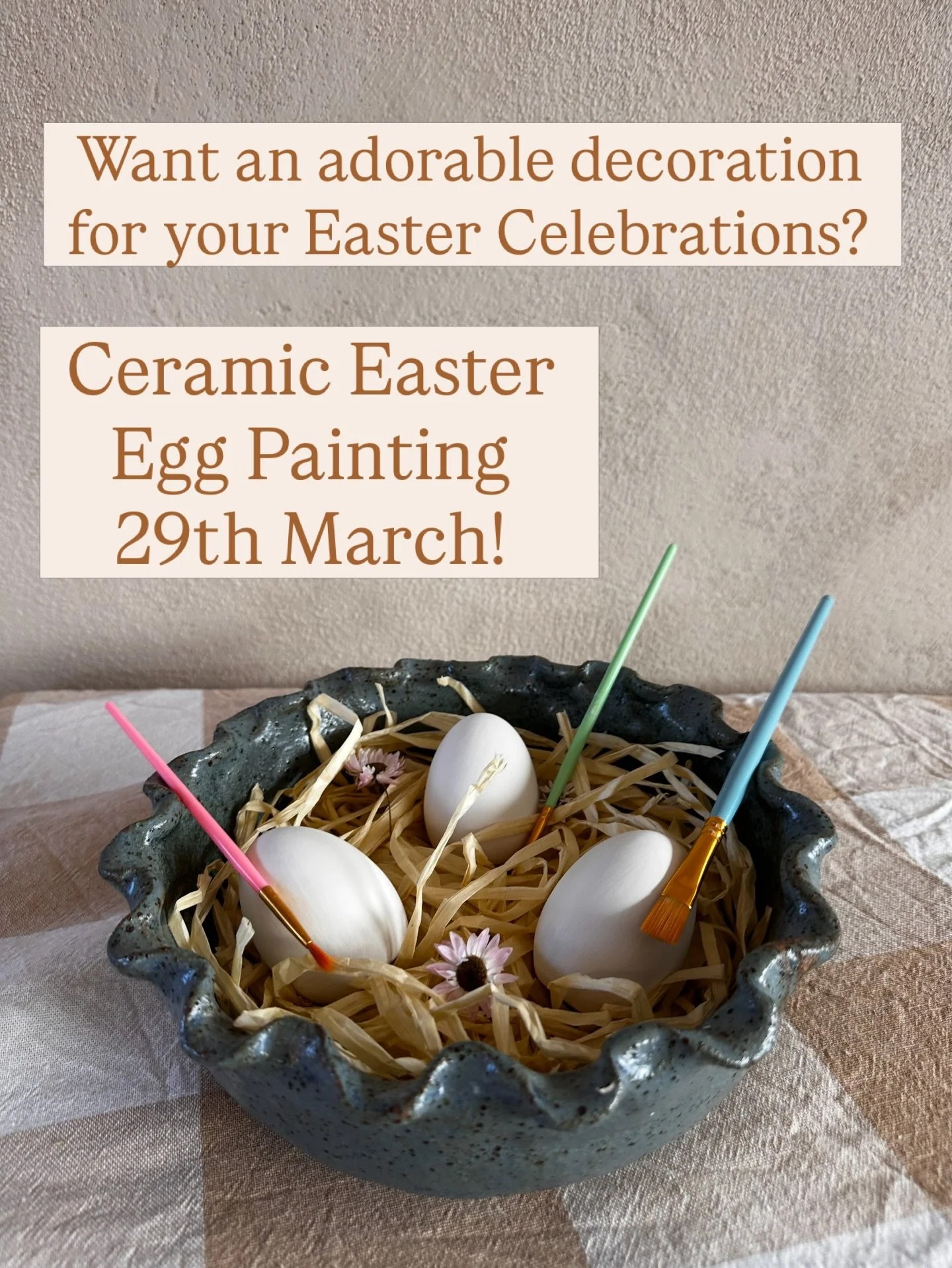 Book in to paint a ceramic egg just in time for Easter 🐣 
Choose from either 1 or 3 eggs to paint, booking is essential via our website. All ages welcome, children must be accompanied by an adult to assist them through the process &hearts;️