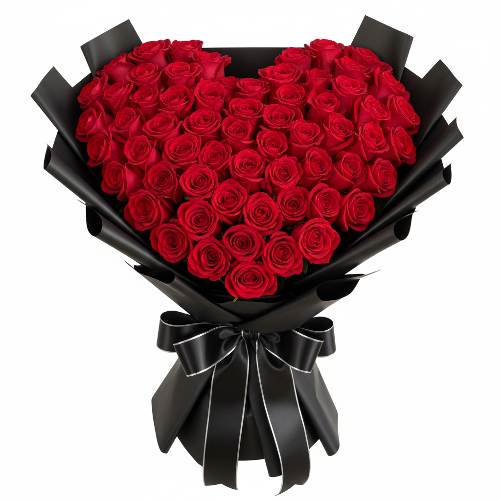 XL Heart Shaped Ramo Buchon (75-80 roses)