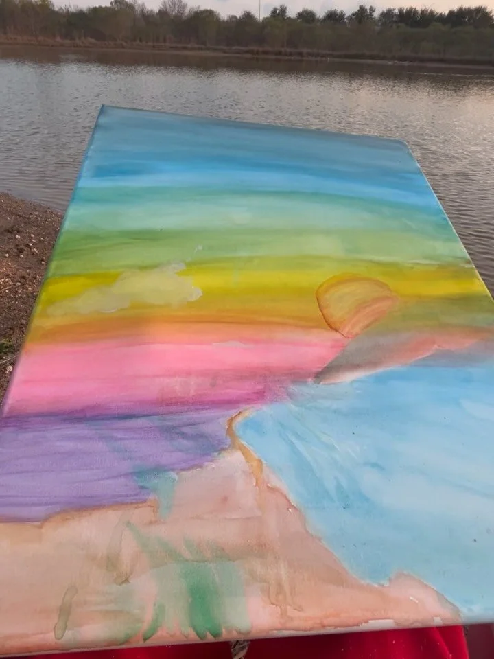 A painting I&rsquo;m working on. Looking at the sunset over the water is very refreshing. You forget about the world and there is nothing like coming outside, enjoying nature, and painting it in your vision. I may include other plants and some stars 