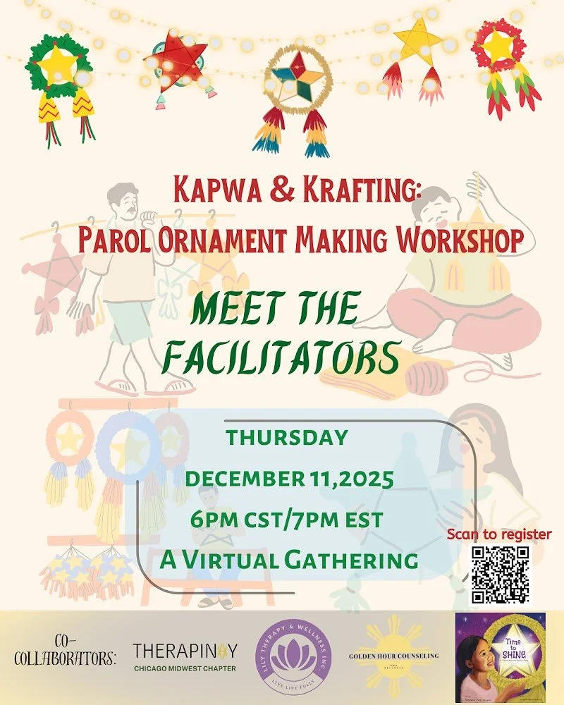 Swipe to read more about the facilitators of the Therapin*y Chicago Midwest Chapter online parol-making workshop, happening on December 11th 6PM CST/7PM ET! 🌟✨

This virtual workshop will be facilitated by Therapin*y Chicago Midwest Chapter&rsquo;s 
