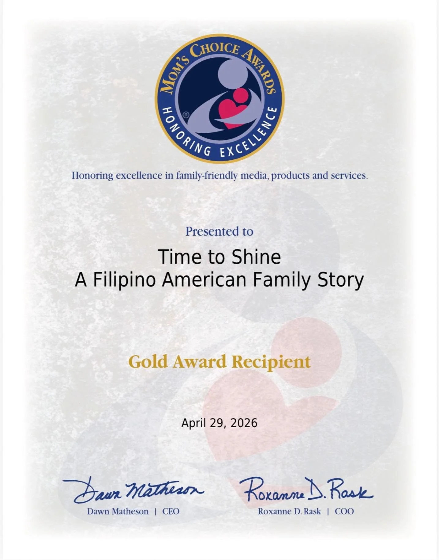 This Mother&rsquo;s Day, I am especially grateful for having recently received the Mom&rsquo;s Choice Gold Award for Time to Shine! ⭐️ The Mom&rsquo;s Choice Awards are trusted around the world by parents, caregivers, and educators for highlighting f