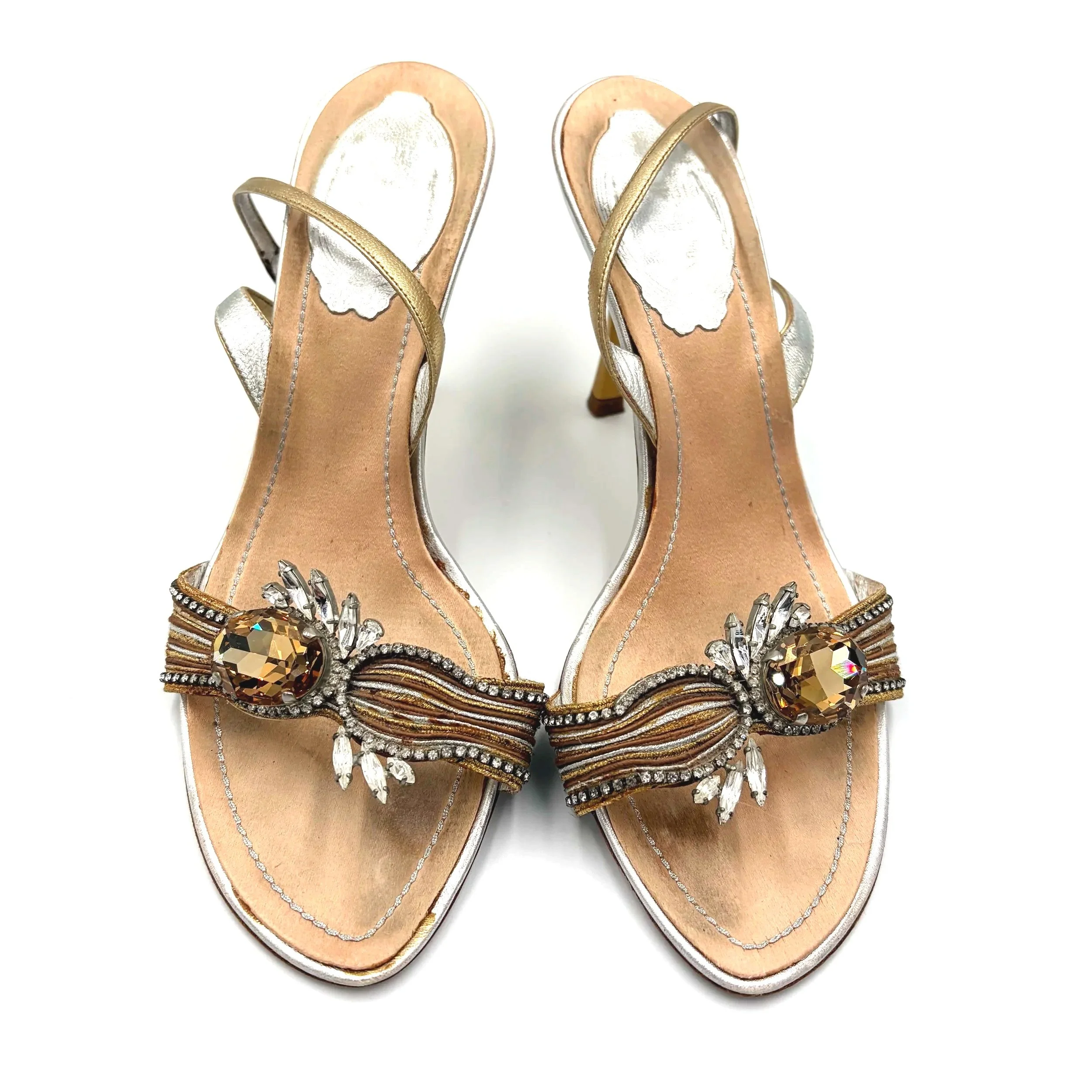 Rene Caovilla Gold & Silver Gem Heels (36), image 2
