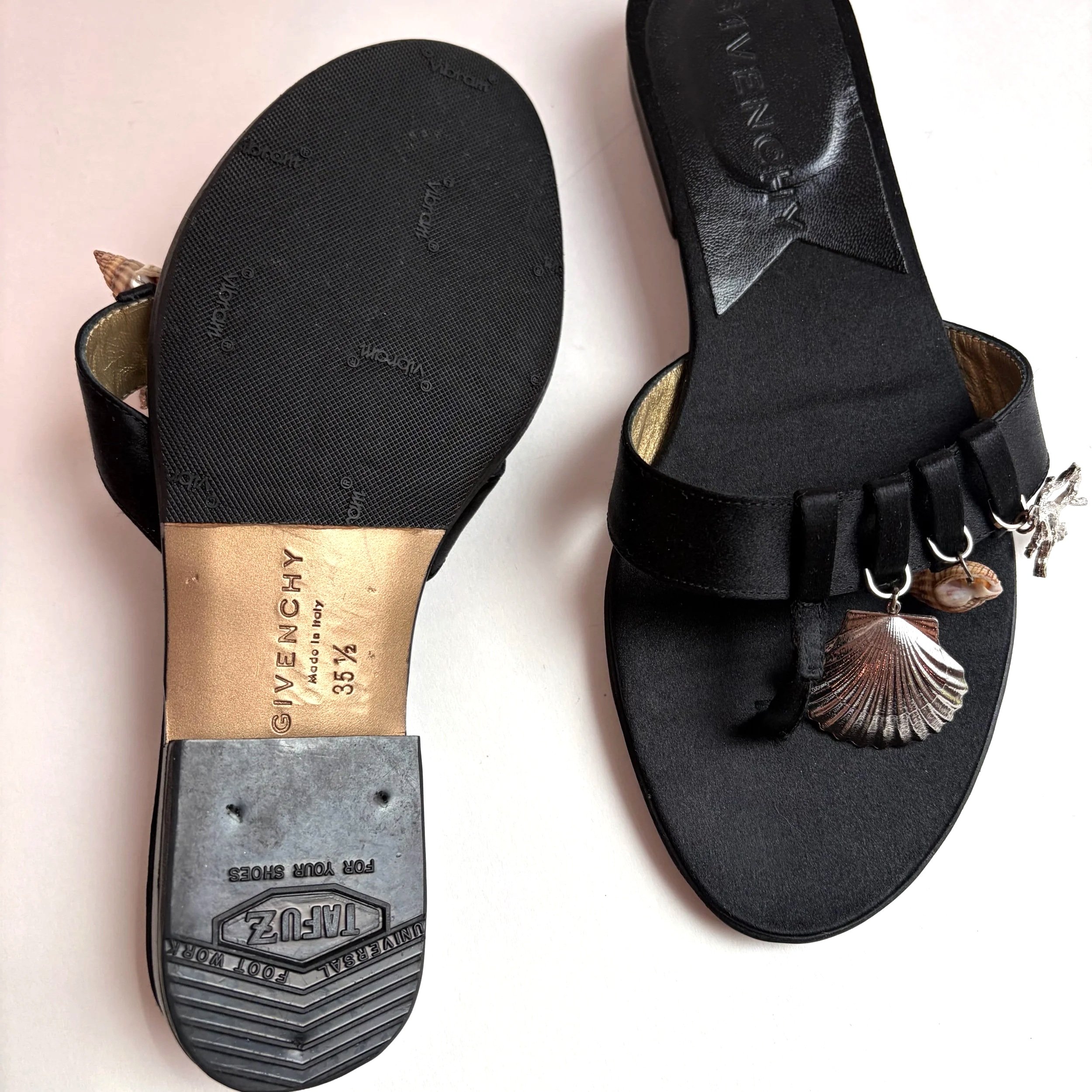 Givenchy Satin Black Seashell Sandals (35.5) — image 5