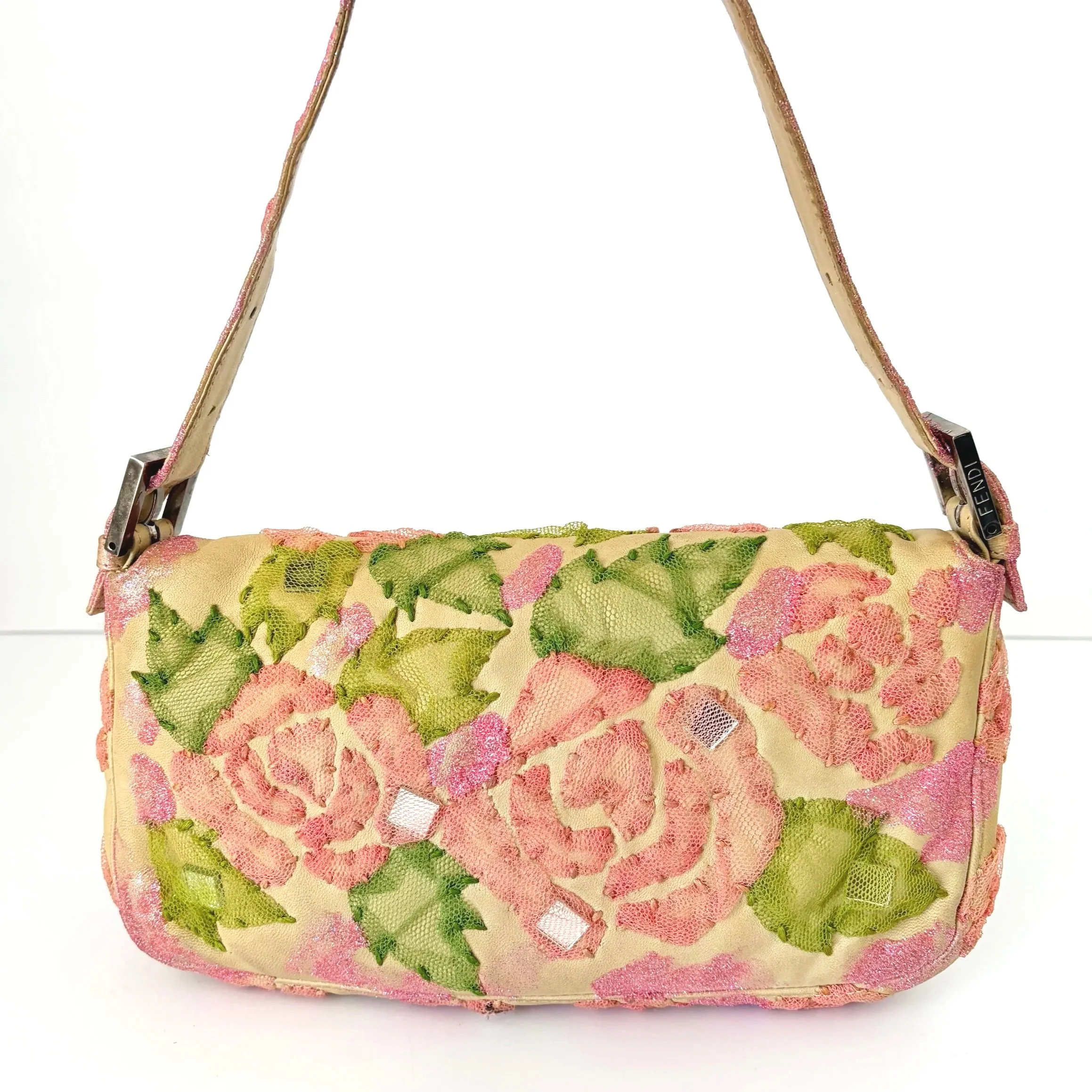 Rare Glittery Pink Floral Lace Fendi Baguette — image 7