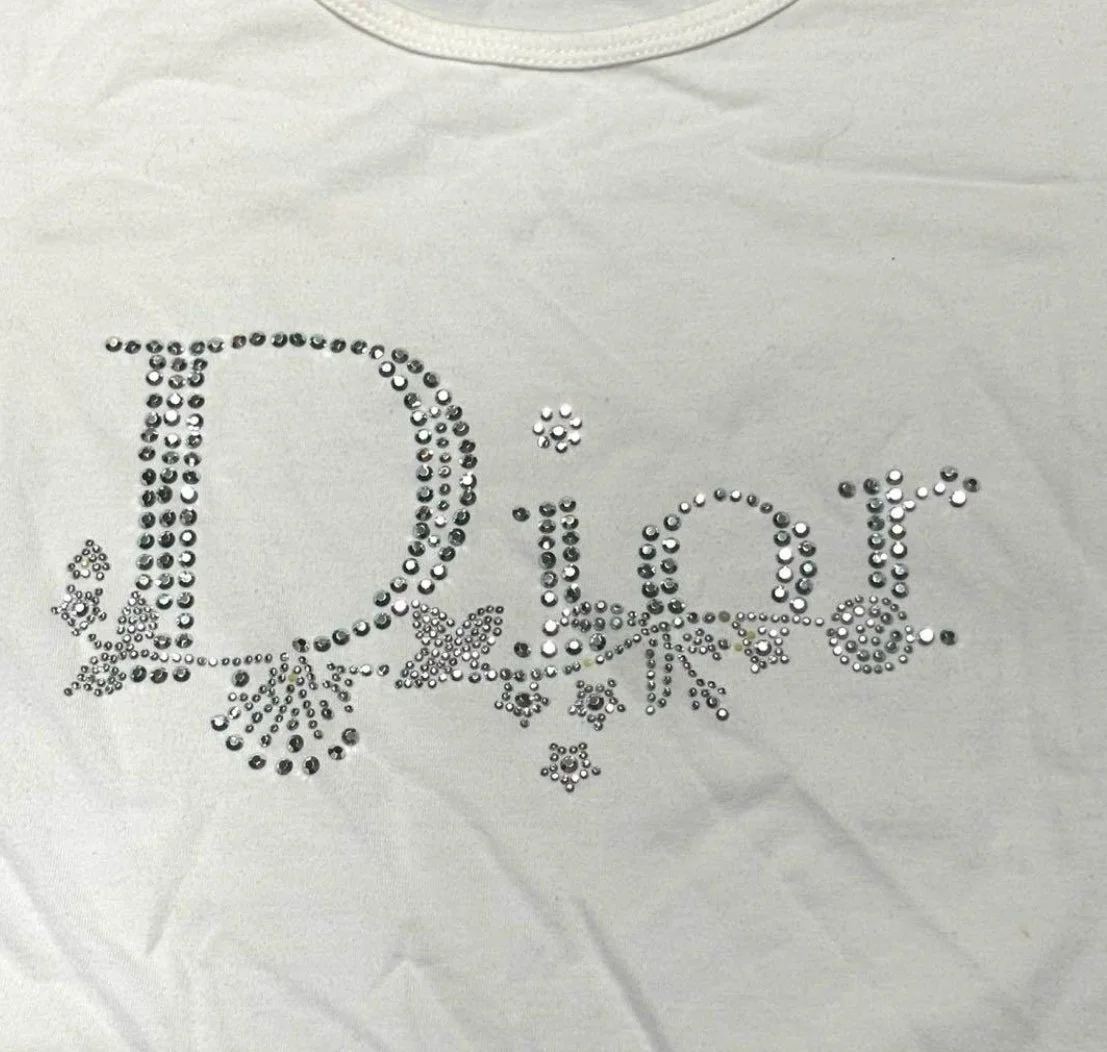 Christian Dior White Bedazzled Shirt Small